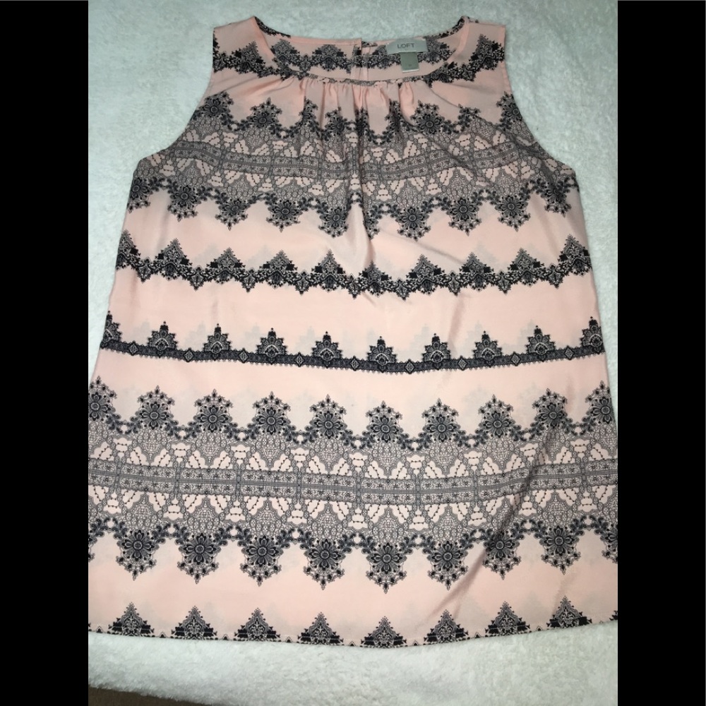 Loft Pink and Black Sleeveless Blouse Sz M - Picture 2 of 3